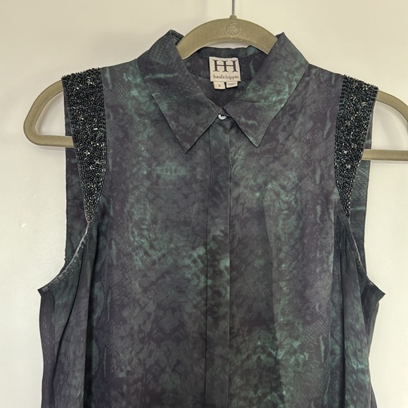 Haute Hippie Beaded Sleeveless Silk Top Small - Picture 2 of 5